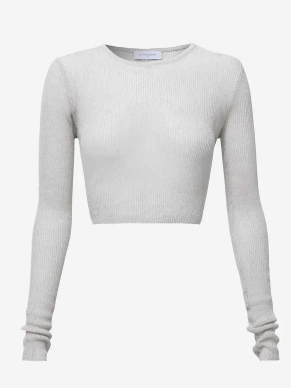 All Things Golden -Sheer Long Sleeve Crop Top in Bone - Size Small - Picture 5 of 7
